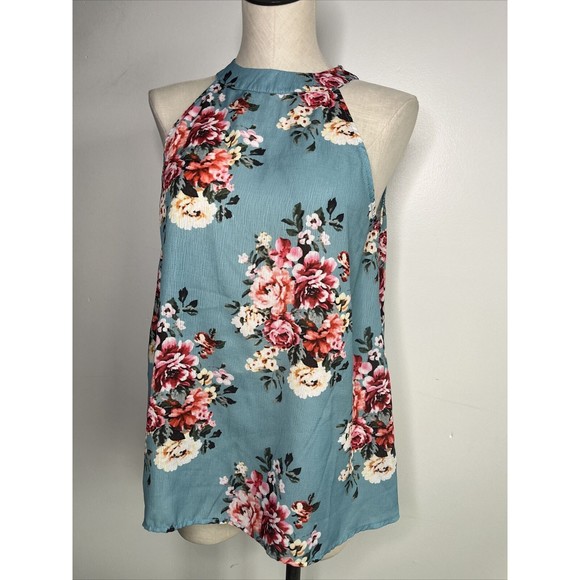 ✅SOLD Womens Aqua Floral Sleeveless Size XL - Picture 3 of 13